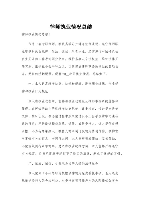 律师执业情况总结