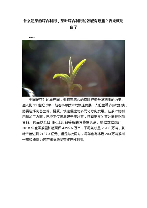 什么是茶的综合利用，茶叶综合利用的领域有哪些？看完就明白了