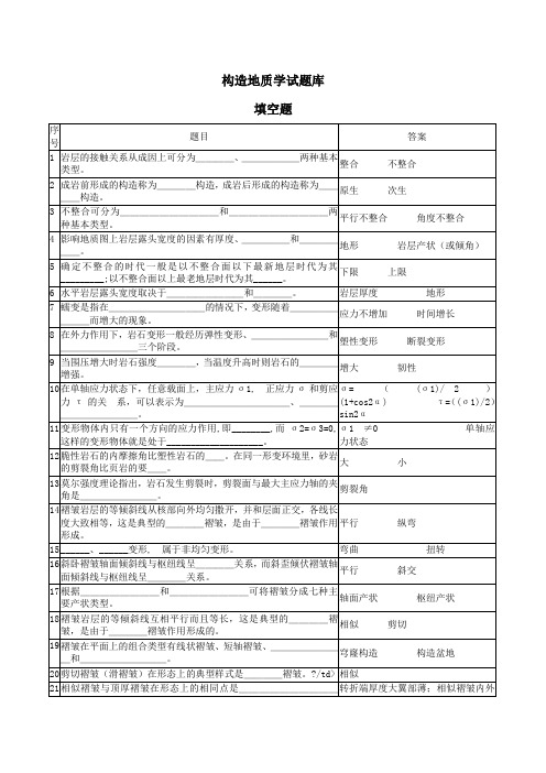 构造地质学试题库