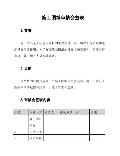 施工图纸审核会签表