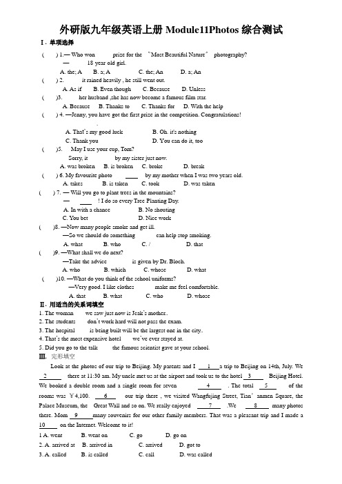 外研版九年级英语上册Module11Photos综合测试