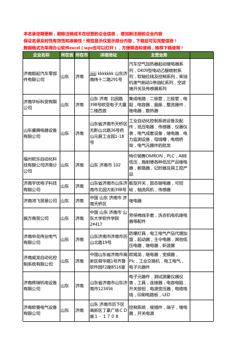 新版山东省济南继电器工商企业公司商家名录名单联系方式大全207家