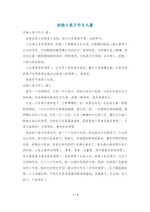 动物小兔子作文九篇