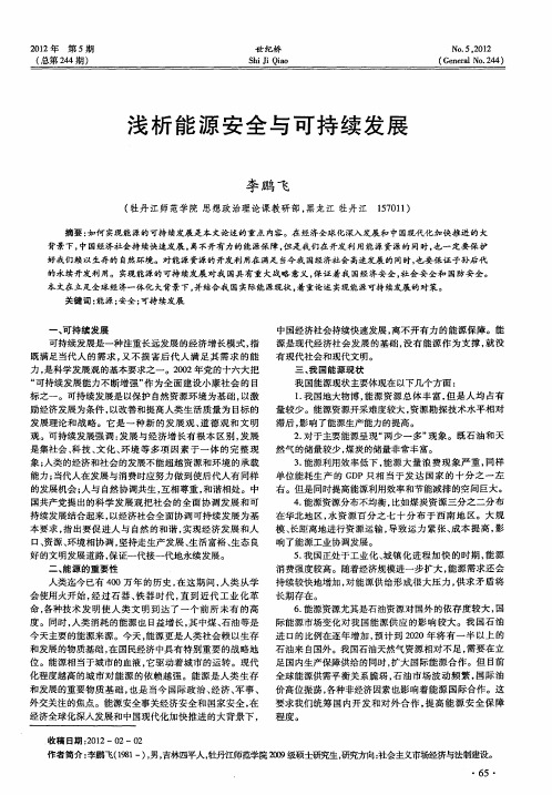 浅析能源安全与可持续发展