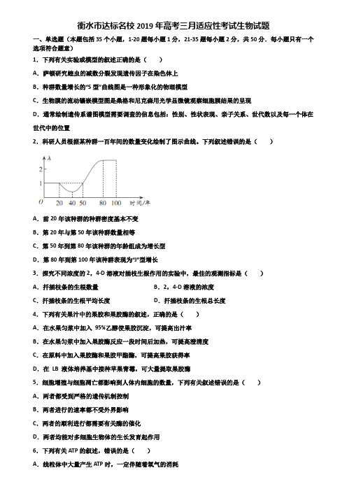 衡水市达标名校2019年高考三月适应性考试生物试题含解析