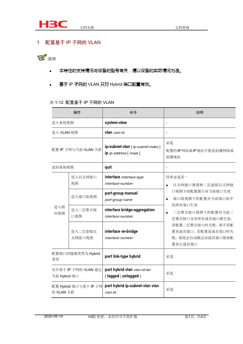 配置基于ip子网的vlan及实例