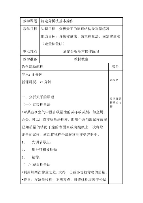 4.2、滴定分析法基本操作