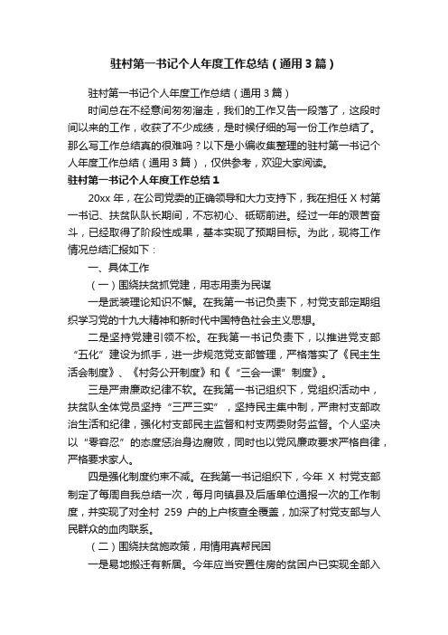 驻村第一书记个人年度工作总结(通用3篇)