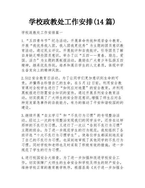 学校政教处工作安排(14篇)