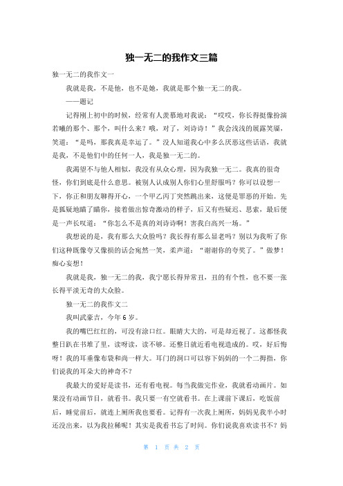 独一无二的我作文三篇