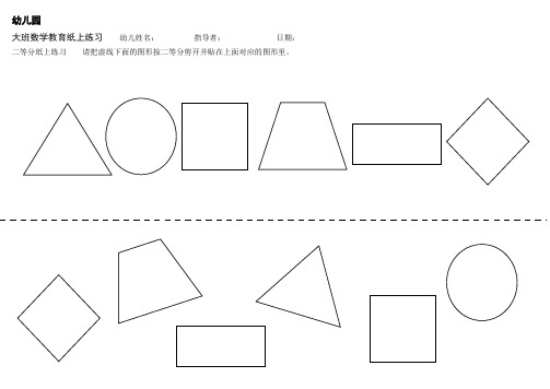 幼儿园大班数学纸上作业(一)