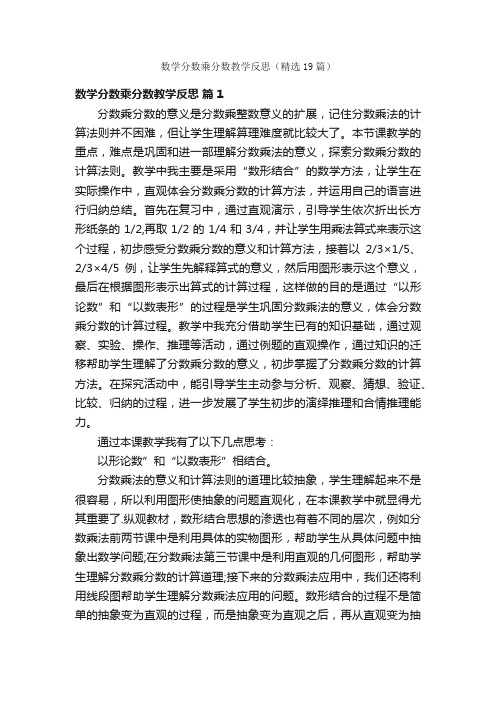 数学分数乘分数教学反思（精选19篇）