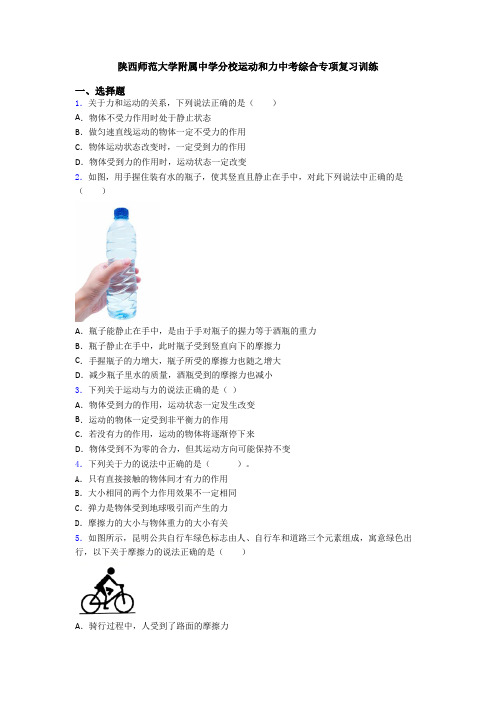 陕西师范大学附属中学分校运动和力中考综合专项复习训练