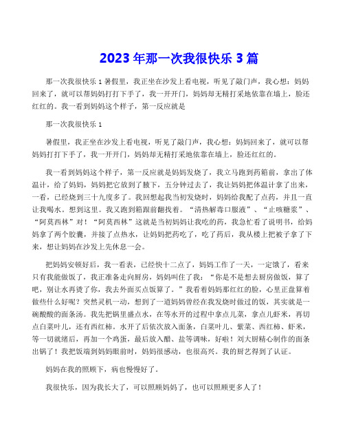 2023年那一次我很快乐3篇