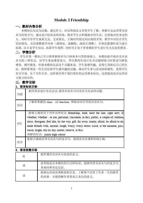 外研版初中英语八年级下册教案：Module 2 Friendship