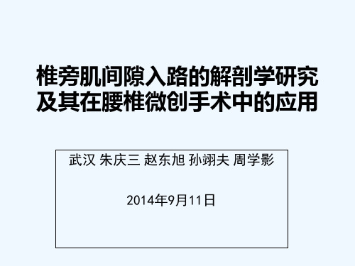 微创经椎间孔入路椎间融合术(MISTLIF)在治疗多种类型腰椎滑脱症中的应用 PPT