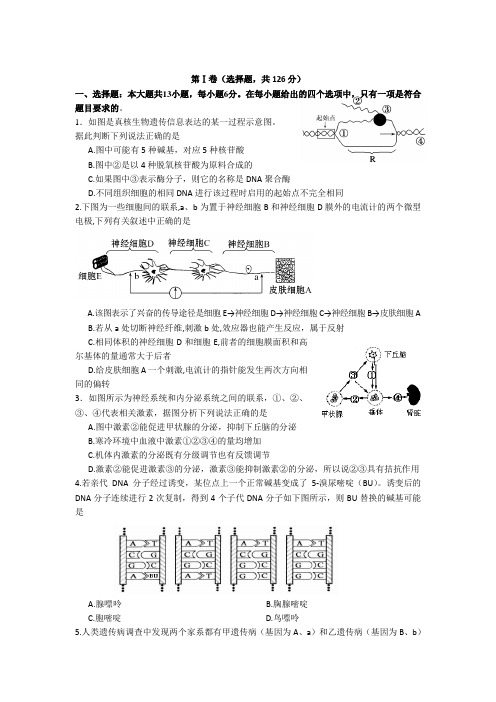 湖北省夷陵中学2014届高三五月全真模拟考试理综生物试题 Word版含答案