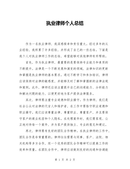 执业律师个人总结