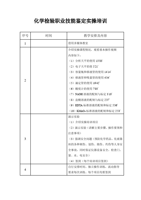 化学检验职业技能鉴定实操培训(学生指导书)