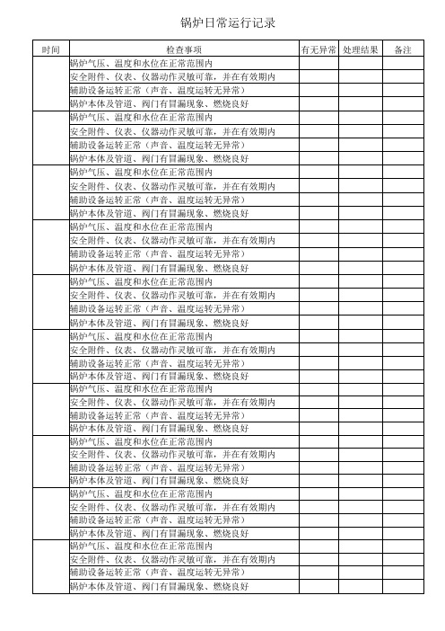 锅炉日常运行记录