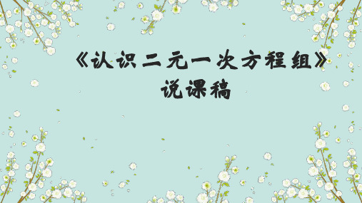 北师大版八年级上册数学《认识二元一次方程组》说课稿