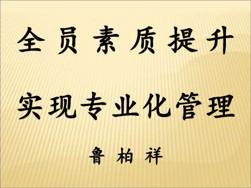 全员素质提升实现专业化管理培训课件