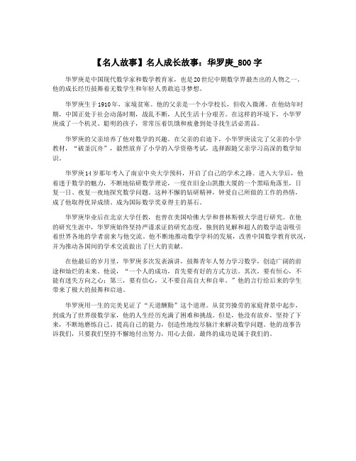 【名人故事】名人成长故事：华罗庚_800字