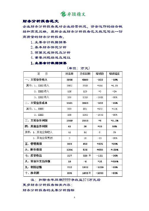 卓顶精文最新财务分析报告范文.docx