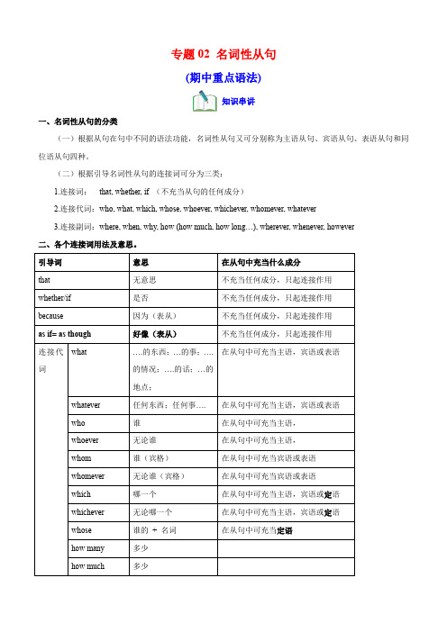 专题02名词性从句(原卷版)