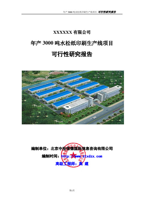 年产3000吨水松纸印刷生产线项目可行性研究报告