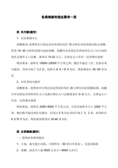 商业地产招商选址及商业的技术参数