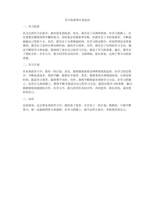 学习收获和计划总结