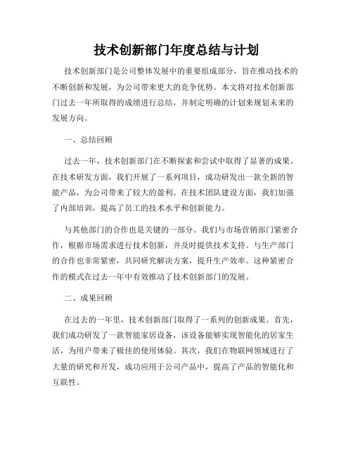 技术创新部门年度总结与计划