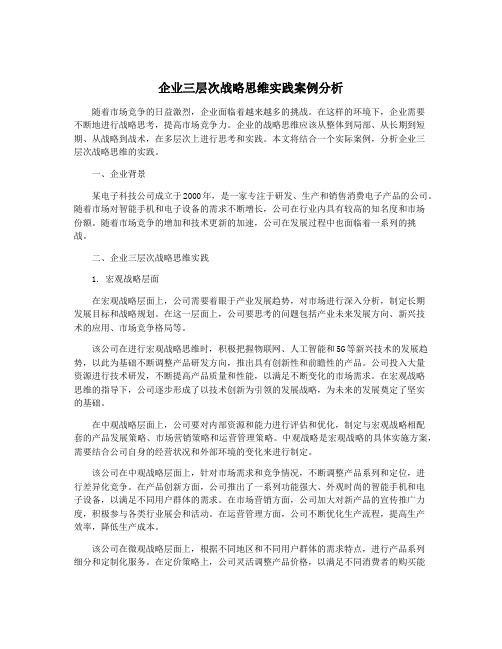 企业三层次战略思维实践案例分析