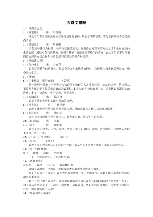 上海中考古诗文整理