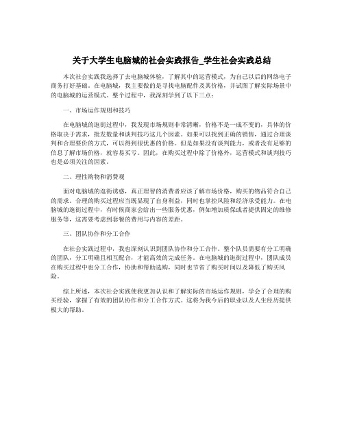 关于大学生电脑城的社会实践报告_学生社会实践总结