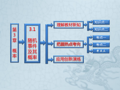 【三维设计】高中数学 第一部分 第3章 概率 3.1 随机事件及其概率配套课件 苏教版必修3