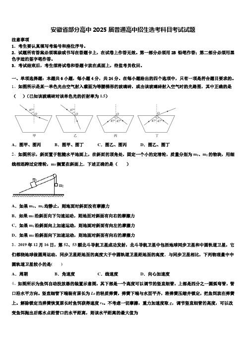 安徽省部分高中2025届普通高中招生选考科目考试试题含解析