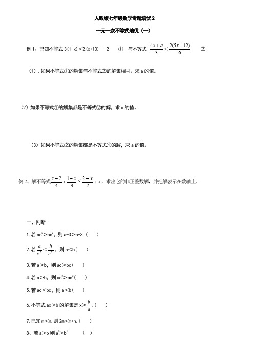 人教版七年级数学专题培优2 .docx