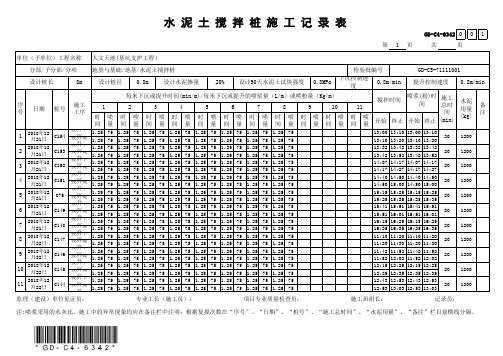 (001)单轴8米水泥土搅拌桩施工记录