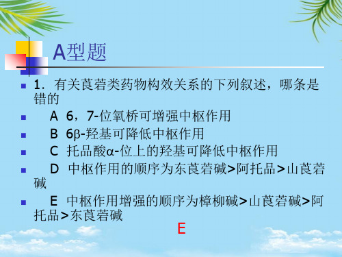 【优文档】有关莨菪类药物构效关系的下列叙述PPT