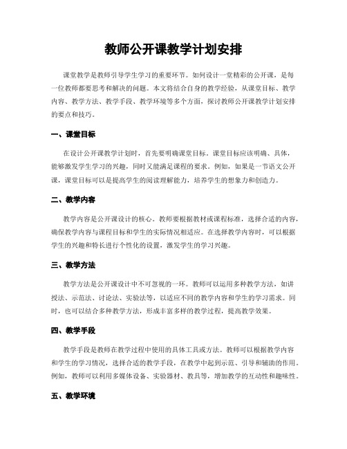 教师公开课教学计划安排