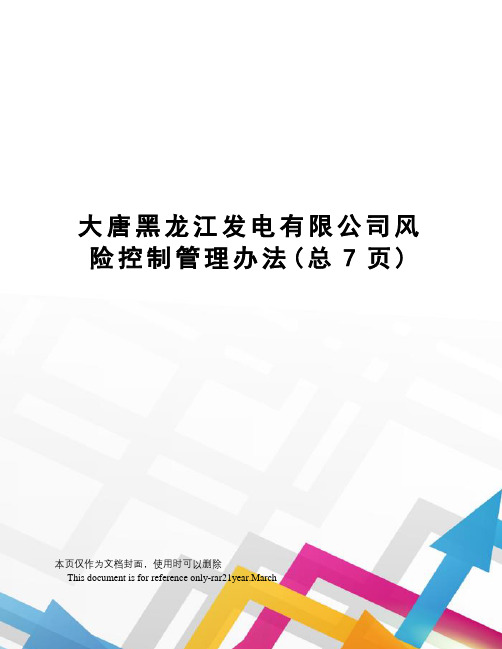 大唐黑龙江发电有限公司风险控制管理办法