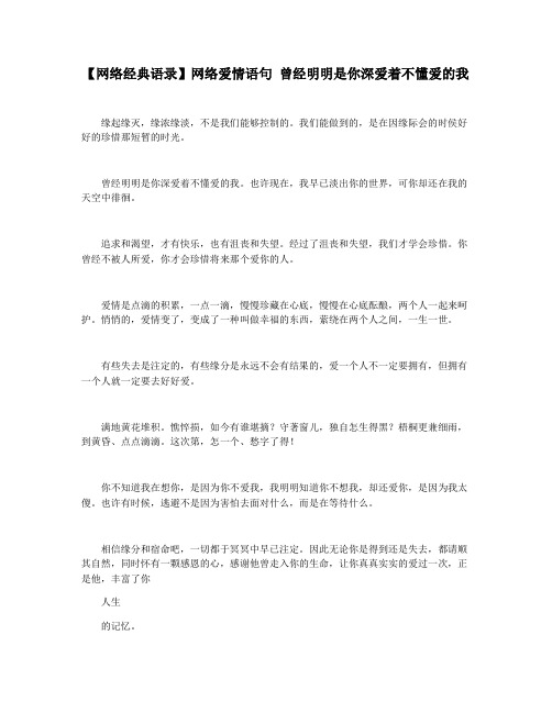 【网络经典语录】网络爱情语句 曾经明明是你深爱着不懂爱的我