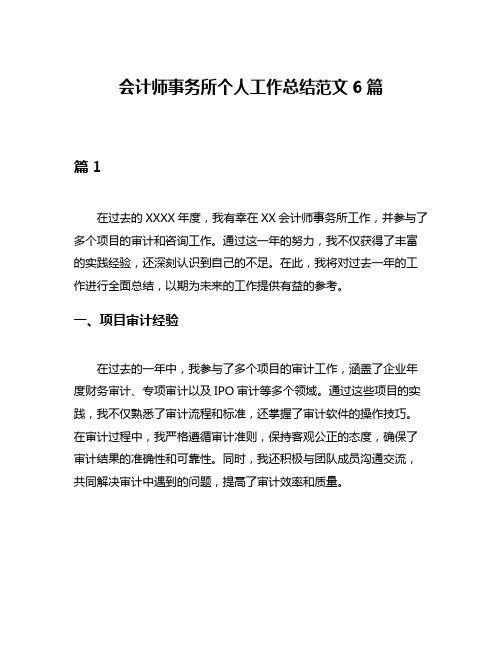 会计师事务所个人工作总结范文6篇