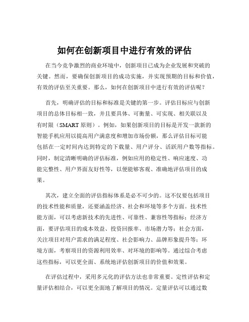 如何在创新项目中进行有效的评估