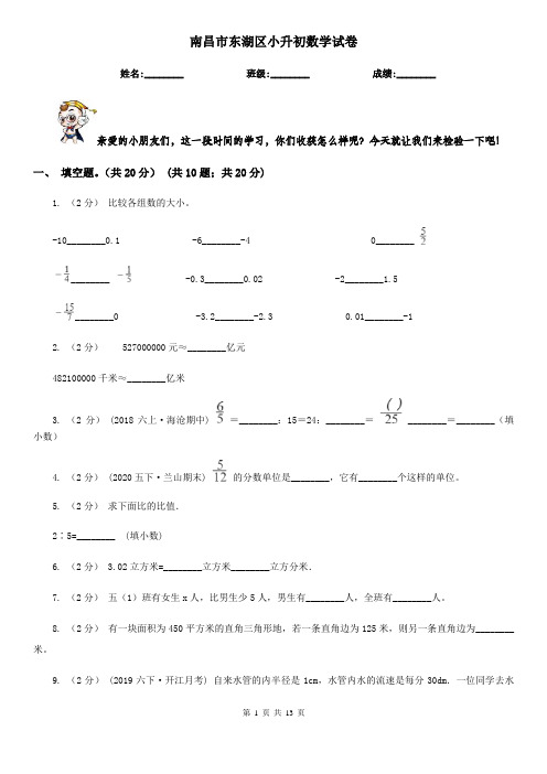 南昌市东湖区小升初数学试卷