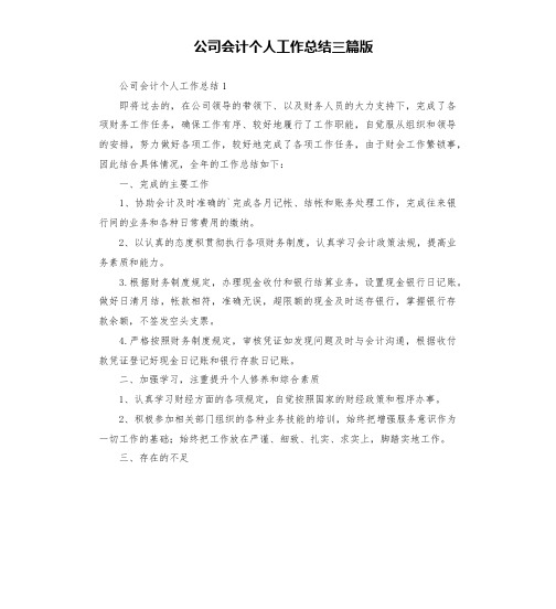 公司会计个人工作总结三篇版