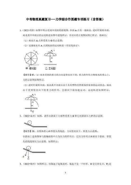 中考物理真题复习---力学综合作图题专项练习(含答案)