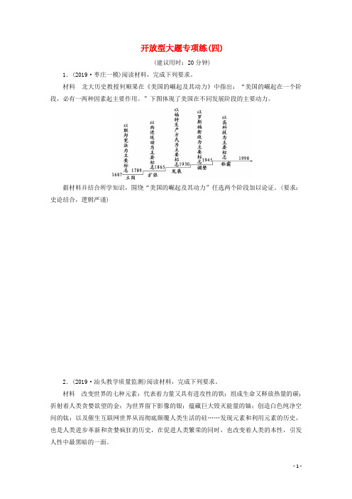 (新课标)2020高考历史二轮复习开放型大题专项练(四)